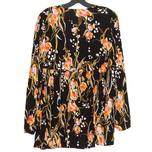 NWT Free People Tunic Top Bella Babydoll Floral Boho Whimsigoth Cottage Black XS - Picture 3 of 11